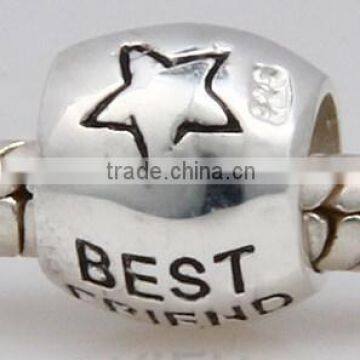 European best friends 925 sterling silver star beads