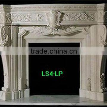 Stone fireplace white marble hand carved stone sculpture for home