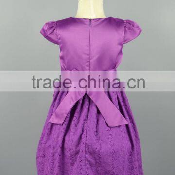 Purple Girls Floral Sateen Dress Baby Fashion Pretty Baby Kids Holiday Dresses Clothes for Party Wedding 2016 photo-5