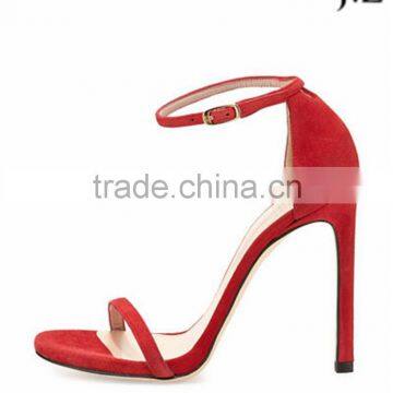 OS09 sexy stiletto plate high heel rubber outsole fish toe suede strap ankle sandals for women