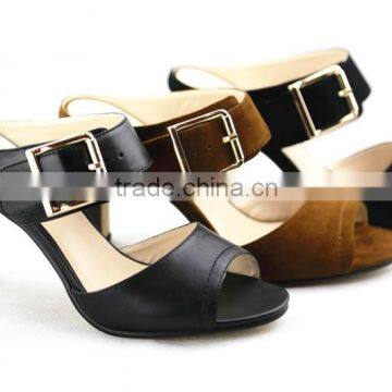 XG97 Women Sandal Leather PU strap with Buckle Block Heel Women sandal in Summer