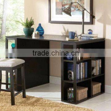 Solid wood black finished modern Home Office Desk side with cabinets