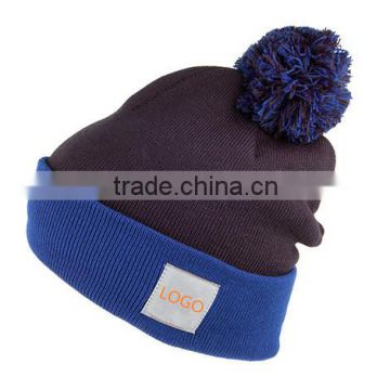 2015 Top Selling Custom Knitted Beanie Hats with Top Ball