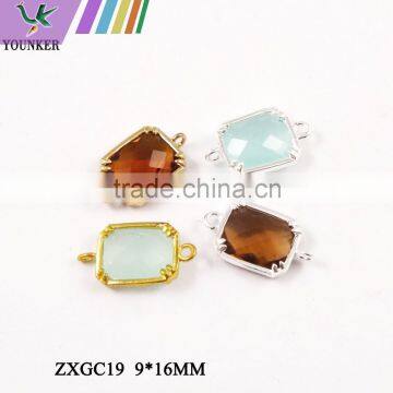 2016 New Design Hot Sale Zircon Faceted Pendant Glass Gold & Silver Bezel Paw Setting Gemstone Connectors for Jewelry Making. photo-4