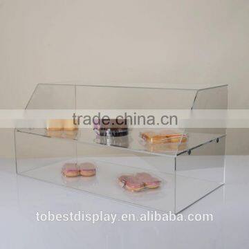 2 tiers clear ecxellent acrylic display shelf,acrylic bakery showcase,acrylic bakery display case