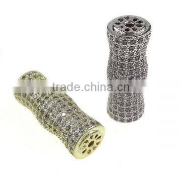 New attactive brass jewelry bead shining tube micro pave bead for jewelry