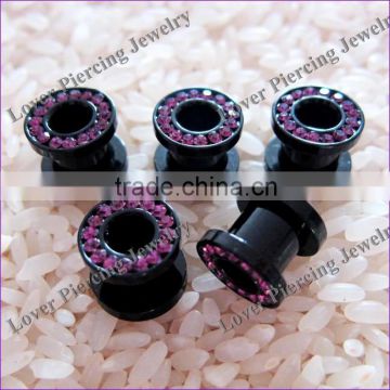 With Crystal Design High Polish UV Acrylic Ear Flesh Tunnel Plug [UV-RT178]