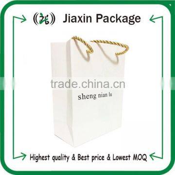 2015 recycled white coated paper shopping bags with offset printing