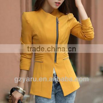 New Design of Ladies Yellow Blazer /Ladies Long Sleeve Blazer