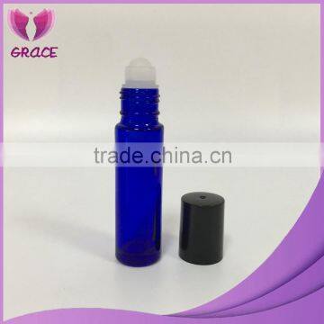 Wholsale 10 ml blue glass roll on bottle with plastic cap& roller
