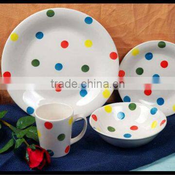 colorful dots design stoneware tableware made in China 16pcs ceramic dinnerware handpainted stoneware dinner set