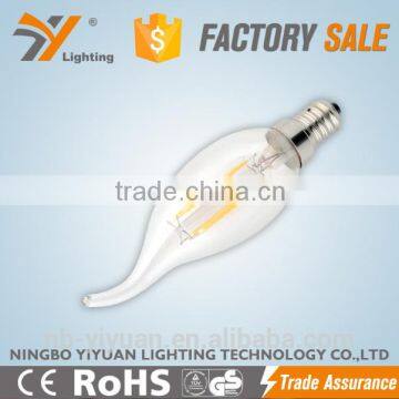 High brightness 2w 4w 6w e27 glass Filament Candle Bulbs with 2 years Warranty filament led bulb e27