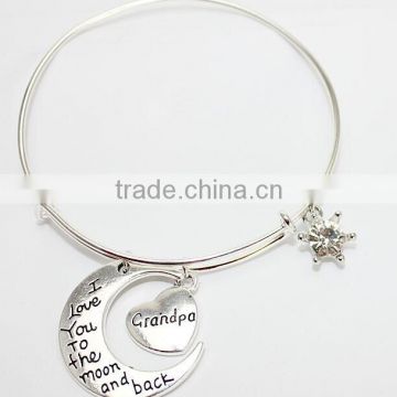 "gramdpa"Adjustable Links Chain i love you to the moon and back Pendant Women's Bracelets Bangle