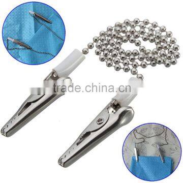 Napkin Holder Dental Lab Bib Crocodile Clip Clamp Flexible Metal Ball Chain