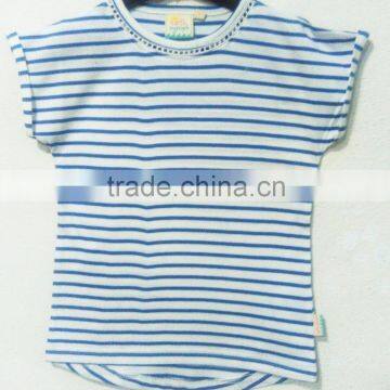 "100% ORGANIC COTTON FLOD SLEEVE WITH STRIPE T-SHIRT"