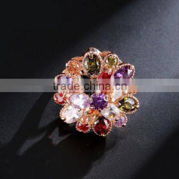 Hot Sale Unique Fashion Multicolor 18K Rose Gold Plated AAA Zircon Engagement Weddding Bijoux Rings Fine Jewelry photo-5