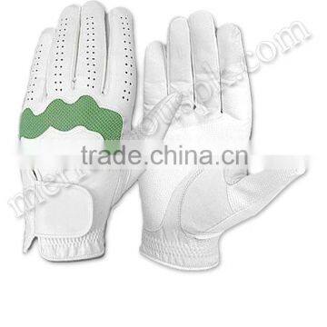 White Green Leather Golf Gloves