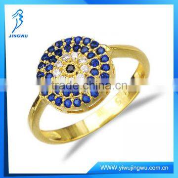 Hot Sell Product CZ Blue Gold Evil Eye Ring 925 Silver Ring