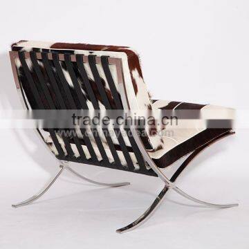 Luxury Furniture Wholesale Reclining Chair Leather Barcelona Chair Knock off Cowhide Dining Chair photo-5