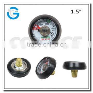 1.25 inch stainless steel oxygen gas safety gauge with UL certification