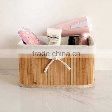 Foldable Bamboo Woven Laundry Basket With Cover photo-3