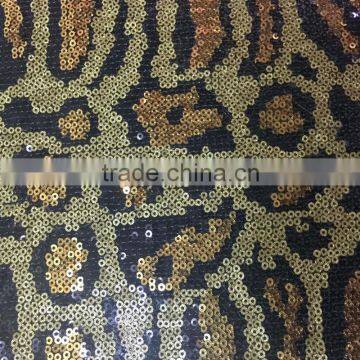 Snake Embroidered 3mm Sequin Fabric Leopard photo-2