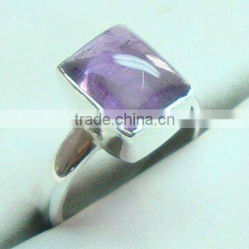 Square gemstone silver rings 925 silver amethyst jewellery