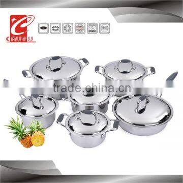12pcs stainless steel cookware set with silicone handle