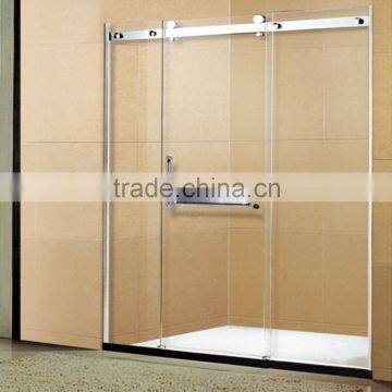 With Marble Trim Contemporary Tempered Glass Sliding Door