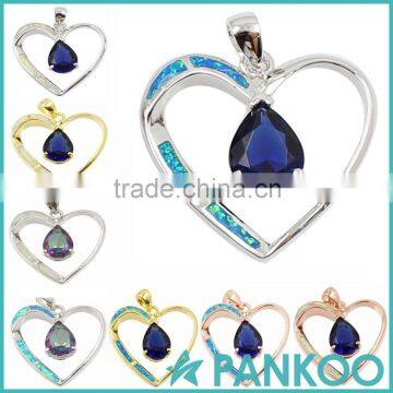 Wholesale Fashion Series of Water on the Heart Blue Opal Sterling Silver Unisex Necklace Pendant photo-6