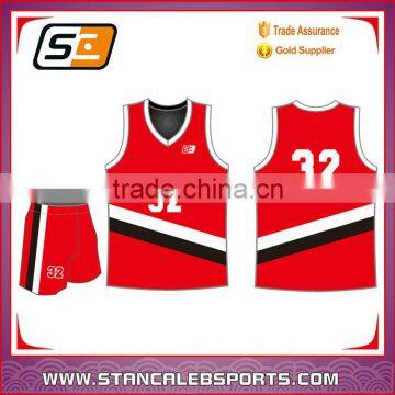 Stan Caleb custom red sublimation basketball uniforms