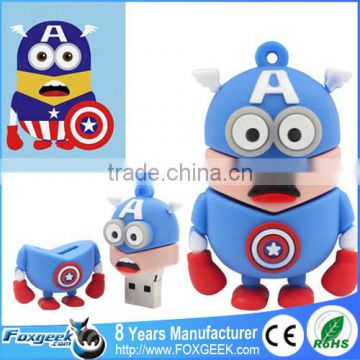 High Quality Popular Cartoon Super Heroes Series Usb Flash Drive Custom Pendrive,Wholesale Full Capacity Minions Memory Stick