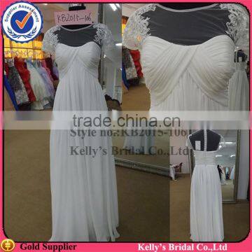 new arrival see-through scoop neckline chiffon wedding dress KB2015-106 Sexy High Neck Backless white Taffeta Lace Beaded dress