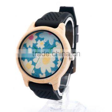 Hot Sale Type Silicone Strap Wrist Watches for Female and Male Wood Watch With Your Logo photo-3