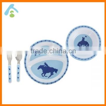 Children 4 Piece Dinnerware Set - Plate Bowl Spoon Fork