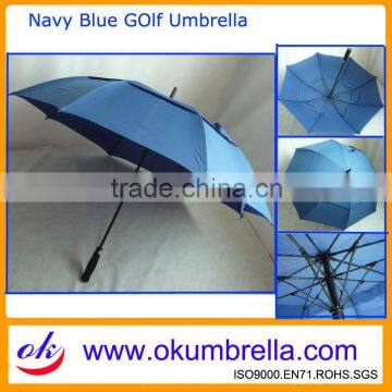 60inch auto button windproof blue golf umbrella for men