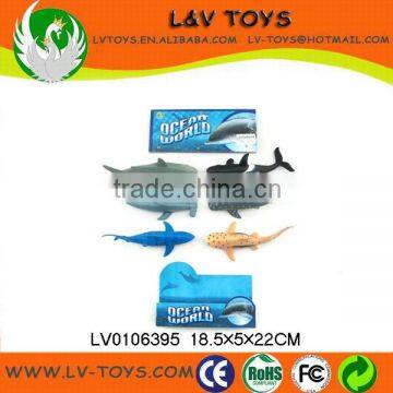 Simulation 7" plastic shark toy whale ocean animals toys 6 IN 1