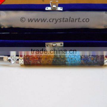 CRYSTAL SPINNING MARKABA 7 CHAKRA LAYERS ORGONE HEALING STICK