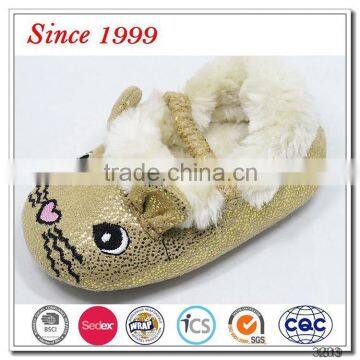 golden leather soft sole baby shoes