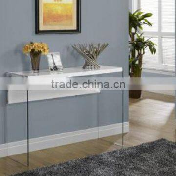 Monarch Specialties Glossy White Hollow-Core/Tempered Glass Sofa Table, 32-Inch(ST-A-027)