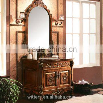 I Shaped Polish Solid Wood Bathroom Vanity in Dark Brown WTS210 photo-2
