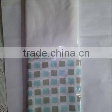 Printed checked/white polyester shower curtain