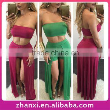 2PC hot set tube sexy crop top fashion womens pantskirt skirt girl suit dress