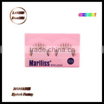 False eyelashes manufacturer private label cosmetics dolly strip eyelashes, 533 adhesive eyelashes