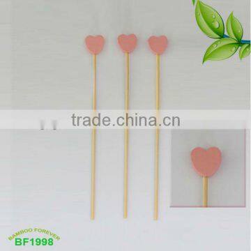 Hot sale pink heart bamboo picks