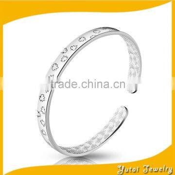 China factory sterling open silver leaf cuff bangle bracelets(AB-007)