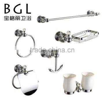 No.11300New design Brass And Crystal Chrome Finishing 6pcs Accessories Bathroom Set