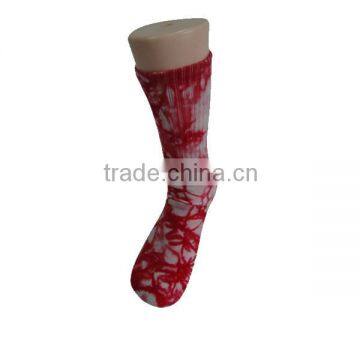 Haining GS custom half terry long elastic cuff red cotton men sport tie dye sublimation socks