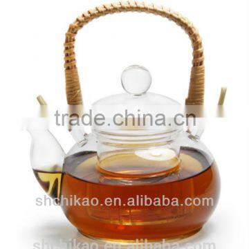 Handmade 3.3 high borosilicate heat fire resistant glass teapot with warmer of chikao glass