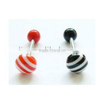 Stripe candy acrylic tongue rings body piercing jewelry